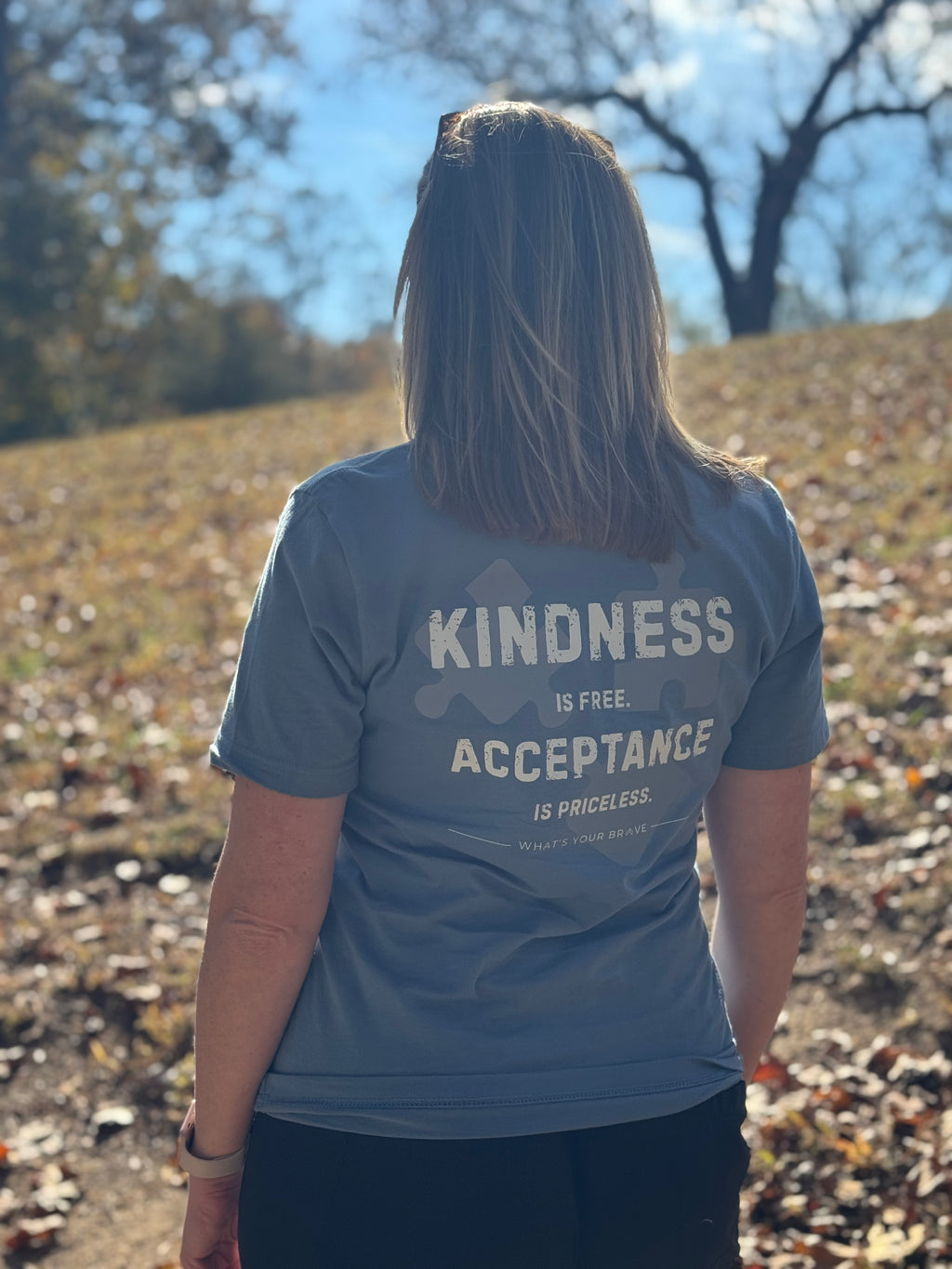 Adult BRAVE Short Sleeve Kindness Acceptance Blue
