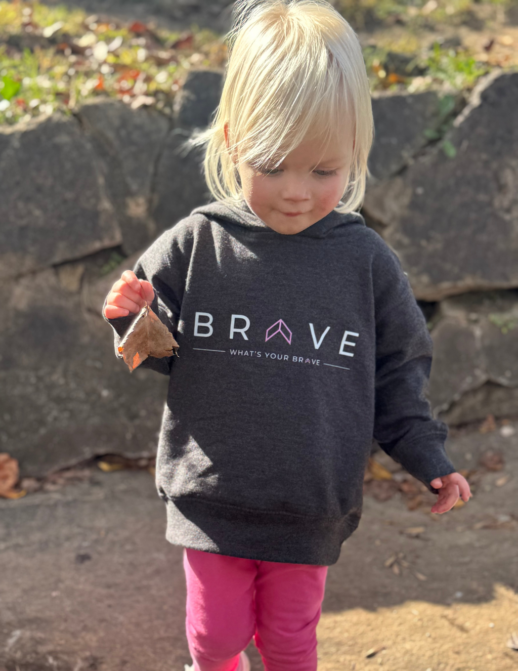 BRAVE Toddler Hoodie with Pink