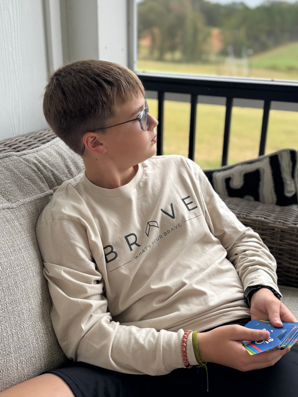 Adult BRAVE Long Sleeve Tee Slate Logo