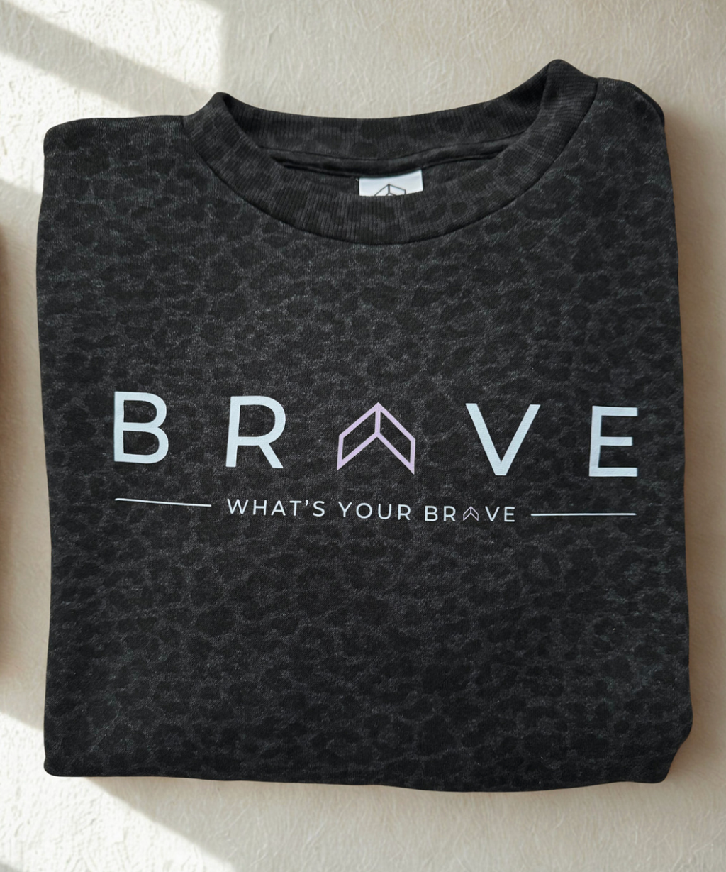 Adult Black Leopard BRAVE Crewneck - Statement Collection
