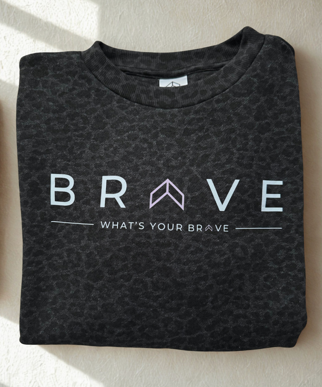 Adult Black Leopard BRAVE Crewneck - Statement Collection